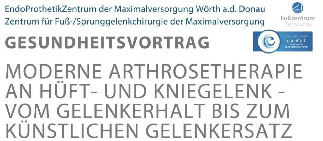 Gesundheitsvortrag 03.02.2026: Moderne Arthrosetherapie an Hüft- und Kniegelenk