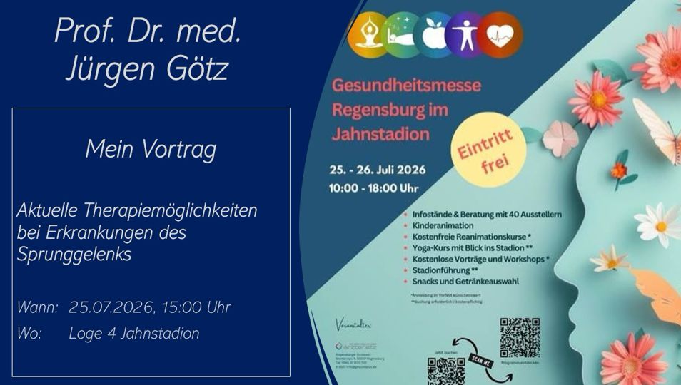 Gesundheitsvortrag 25.07.2026: Aktuelle Therapiemöglichkeiten bei Erkrankungen des Sprunggelenks