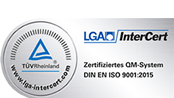 Prüfzeichen: Zertifiziertes QM-System nach DIN EN ISO 9001:2015